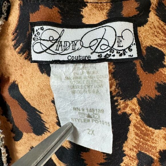 Lady De Couture Women's 2X Wrap Front Leopard Print Midi Brown Vintage Mobwife - Picture 6 of 6